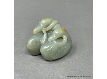 Chinese Celadon Jade Two Duck Group 19th Century