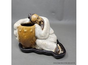 Old Chinese Shiwan Censer Shaped Li Bai (the Drunken Poet) With Base