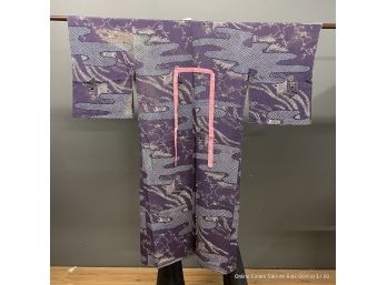 Japanese Antique Purple Silk Kimono