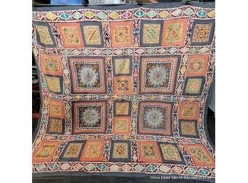 Old Elaborate Indian Cotton Quilt Sumac Design Made In India