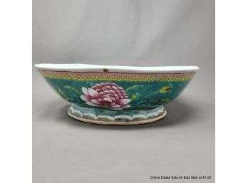 Chinese Porcelain Footed Bowl (Local Pick Up Or UPS Store Ship Only)