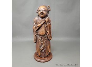 19th Century Fine Carved Bamboo Chinese Scholar With Flute