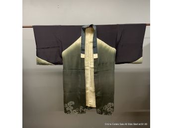 Japanese Silk Kimono With Die Dyed Patterns