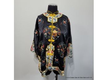 Old Chinese Esme Embroidered Silk Jacket Size M