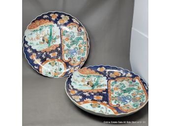 Two Large Japanese Imari Chargers Meji-Taisho (Local Pick Up Or UPS Store Ship Only)