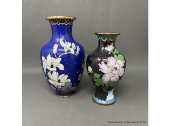 Two Floral Cloisonne Vases