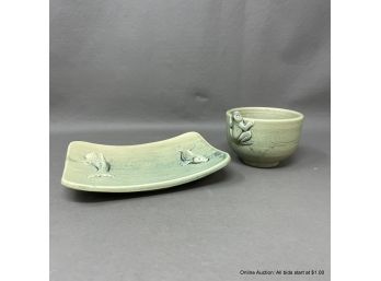 Green Ceramic Cup And Saucer
