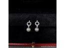 Cartier 18K White Gold, Diamond & Cultured Pearl Earrings