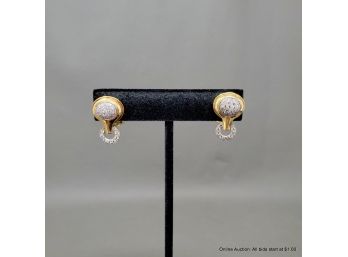 18K Yellow & White Gold And Diamond Pierced Earrings By Antonini Giolielli