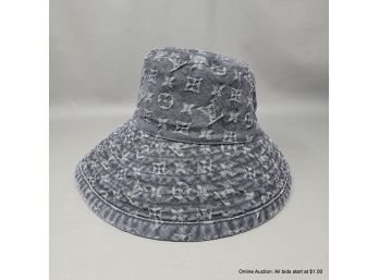 Louis Vuitton 2008 Monogrammed Black Denim Bucket Hat Size Small