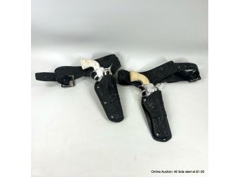 Pair Of Mattel Fanner 50 Toy Cap Gun With Black Holsters
