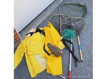 Assorted Fishing Nets, Rain Gear (medium & XL), Duck Decoy