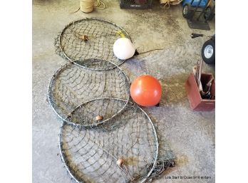 Lot Of Assorted Fishing Gear: Nets, Buoys & Line