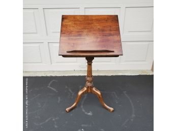 English Queen-anne Style Bookstand With Adjustable Tilt-top And Tri-footed Base