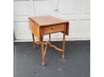Antique Dropleaf Side Table With Two Drawers