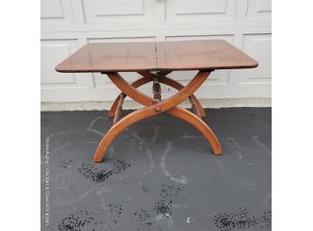 Campaign Side Table With Turned Stretchers