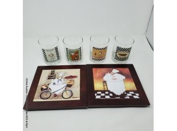 Two Trivets And Four Glasses