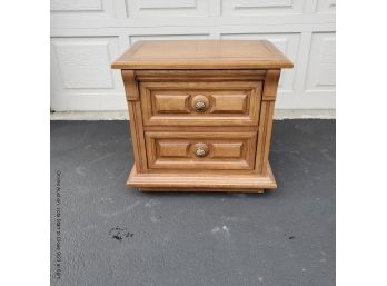 Two Drawer Nightstand With Brass-tone Knobs