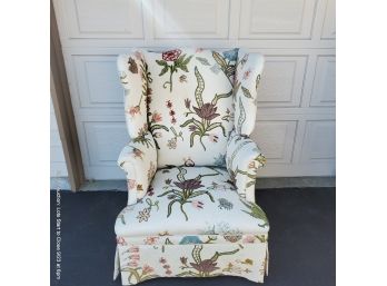 Crewel-work Wingback Armchair With Chippendale Ball & Claw Front Feet