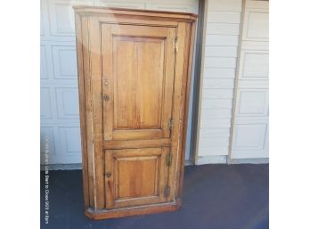 Antique Two-door Corner Cabinet With Locking Doors