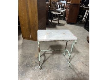 Vintage Wrought Iron Side Tabe. With Marble Added For Top
