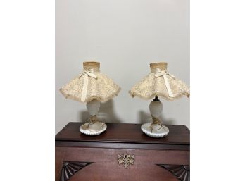 Pair Of Hob Nail Bedroom Lamps