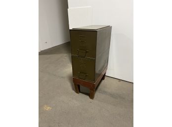Vintage Military Stack File Cabinets On A Wood Base