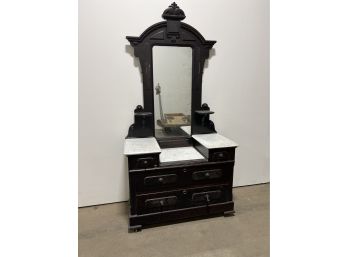 Antique Dresser, Marble Top Victorian Drop Center Ladies Vanity