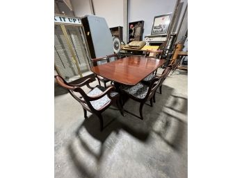 Vintage Cherry Dining Table And  6 Chairs, One Leaf.