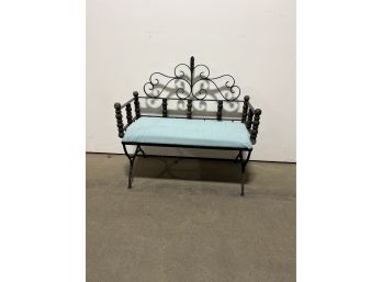 Wrought Iron Bench With Wood Accents