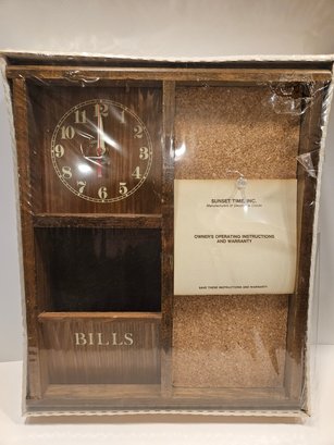 Vintage Wooden Wall Clock Mail Message Board