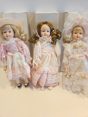 3 Peabody & Wright Country Porcelain Dolls