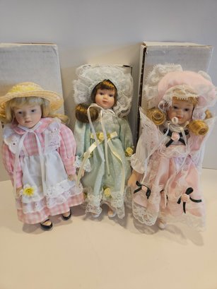 Lot Of 3 Peabody & Wright Country Lace Porcelain Dolls
