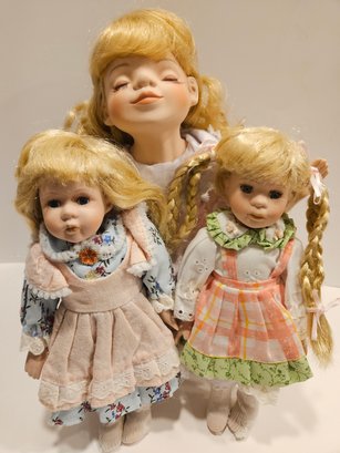Lot Of 3 Blonde Porcelain Dolls