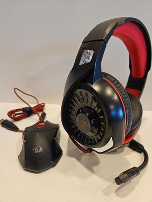 Nivana Gaming Headphones And Red Dragon Gaming Mouse