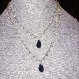 Silvertone Necklace With Beaded Accents