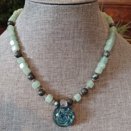 Jade Glass Pendant Necklace