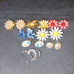 7 Pairs Of Clip On Earrings 1 Pin
