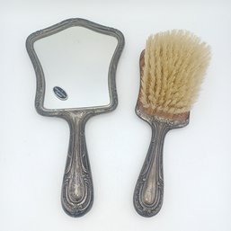 Sterling Silver Mirror & Brush Monnogrammed Set