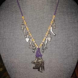 Metal & Wood Charm Necklace