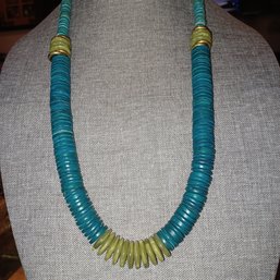 Turquoise Wooden Beaded Necklace