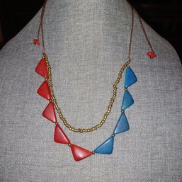 Red & Blue Triangle Necklace