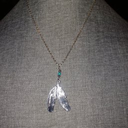 Silvertone Feather Necklace