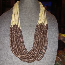 Brown & Cream Beaded Necklace