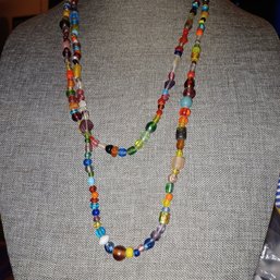 Mixed Beads & Stones Long Necklace