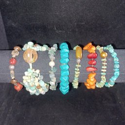 8pc Turquoise & Stones Bracelets