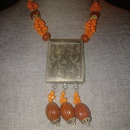 Beaded Silvertone Necklace