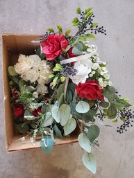 Box Of Misc Plastic Decorative Flowers