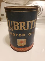Vintage Lubrite Motor Oil Can Oil