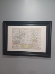 1968 Rand McNally Framed Map Denver,loveland,pueblo